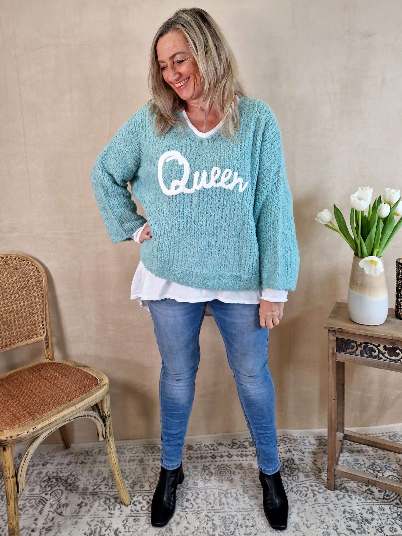 KNIT SWEATER QUEEN MINT 34-42 Made in Italy Strickpullover Pullover KNIT SWEATER QUEEN MINT 34-42 Made in Italy Strickpullover Pullover