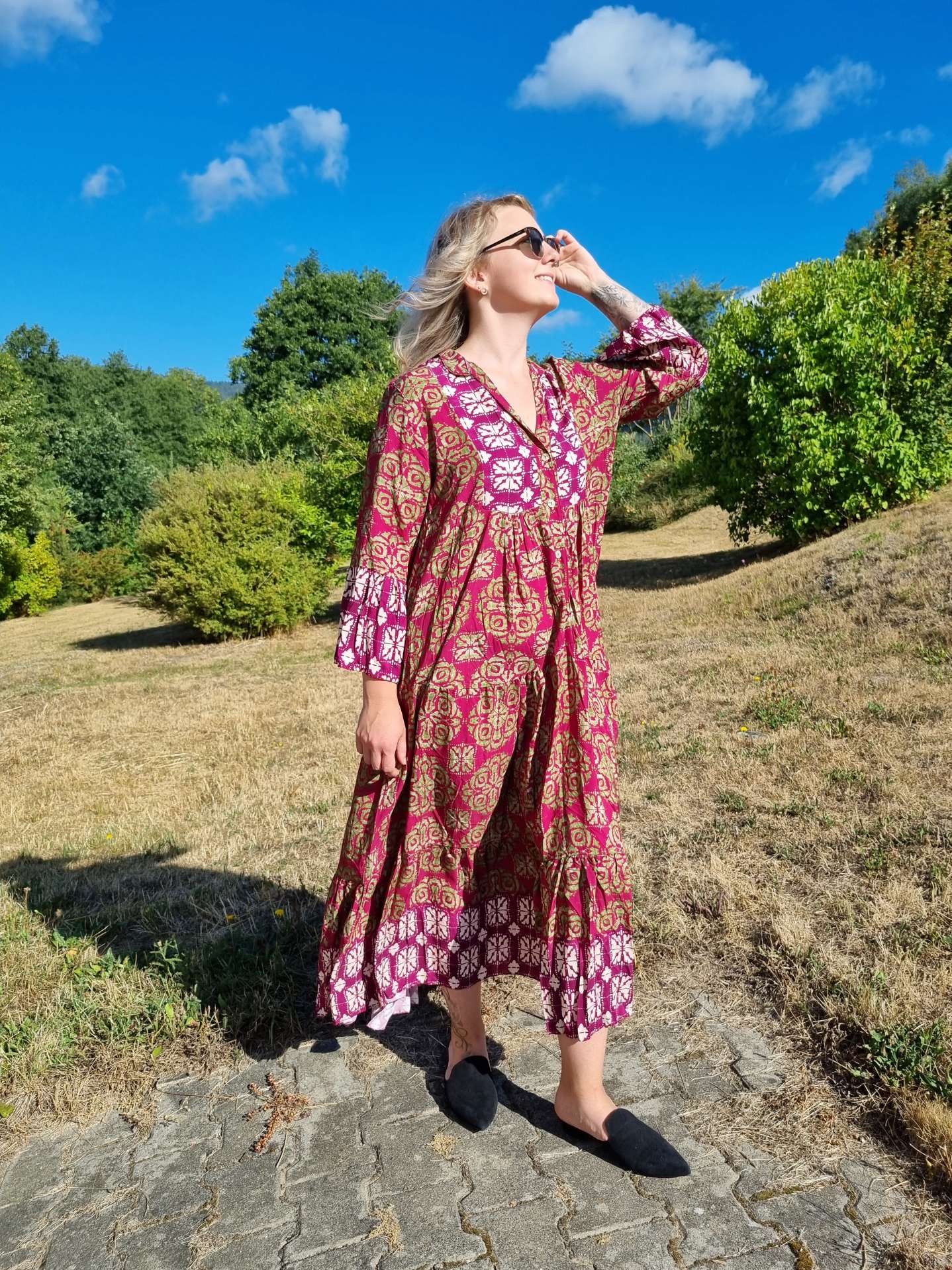 MAXI TUNIKA DRESS ISABELL BURGUNDER 34-40/42 Made in Italy langes Kleid Hängerchen Tunikakleid MAXI TUNIKA DRESS ISABELL BURGUNDER 34-40/42 Made in Italy langes Kleid Hängerchen Tunikakleid