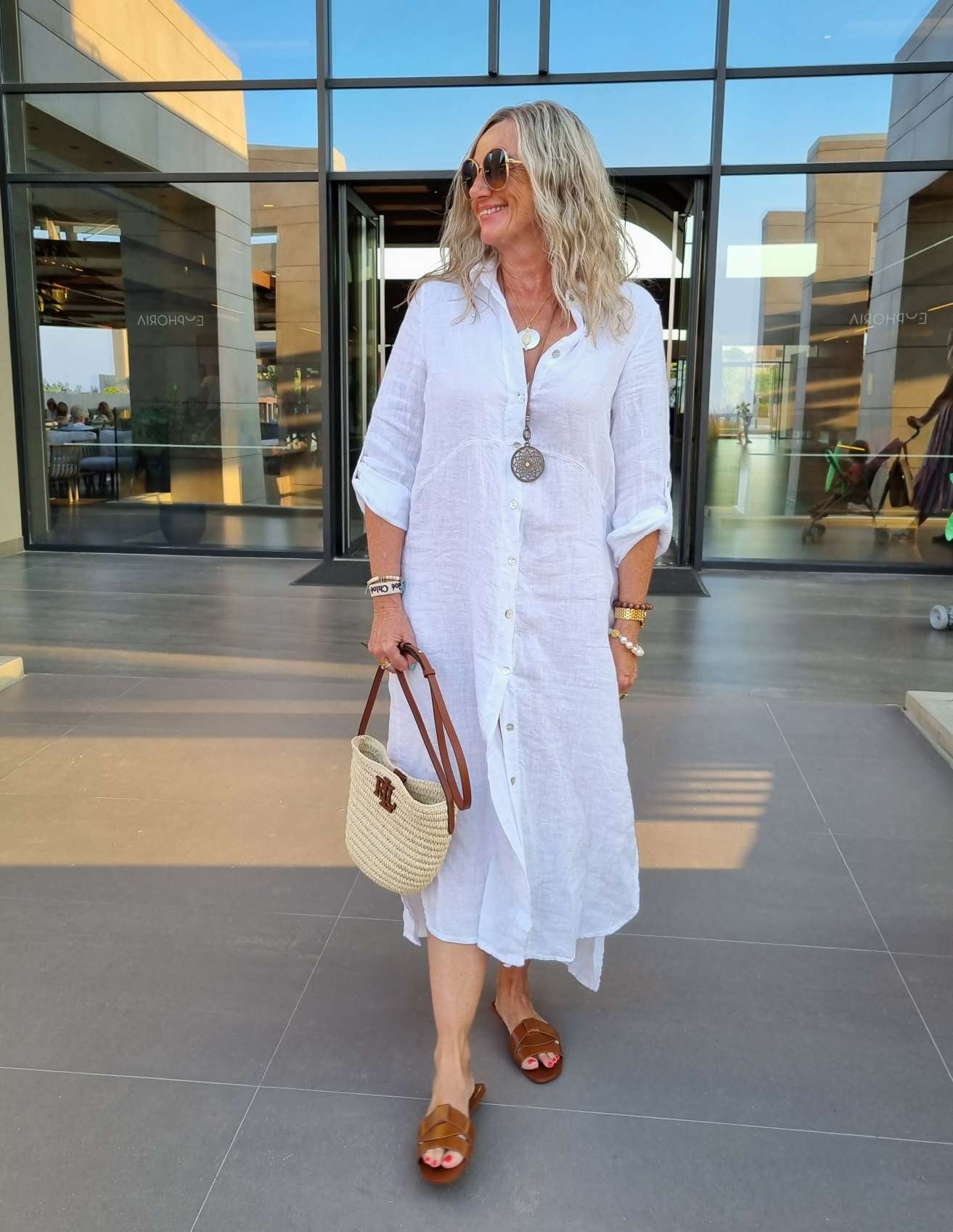 LINEN DESS WANDA 2 WEISS 34-40 Made in Italy Leinen Kleid Long Bluse Mantel LINEN DESS WANDA 2 WEISS 34-40 Made in Italy Leinen Kleid Long Bluse Mantel