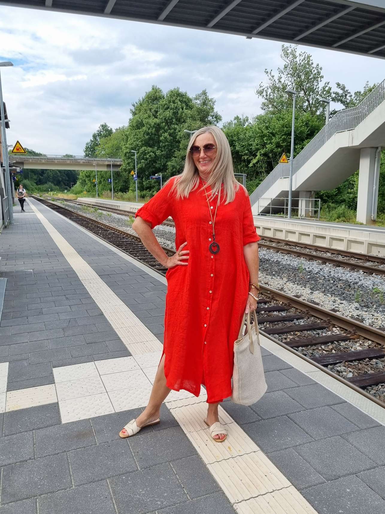 LINEN DESS WILMA KORALLE 34-42 Made in Italy Leinen Kleid Long Bluse Mantel LINEN DESS WILMA KORALLE 34-42 Made in Italy Leinen Kleid Long Bluse Mantel