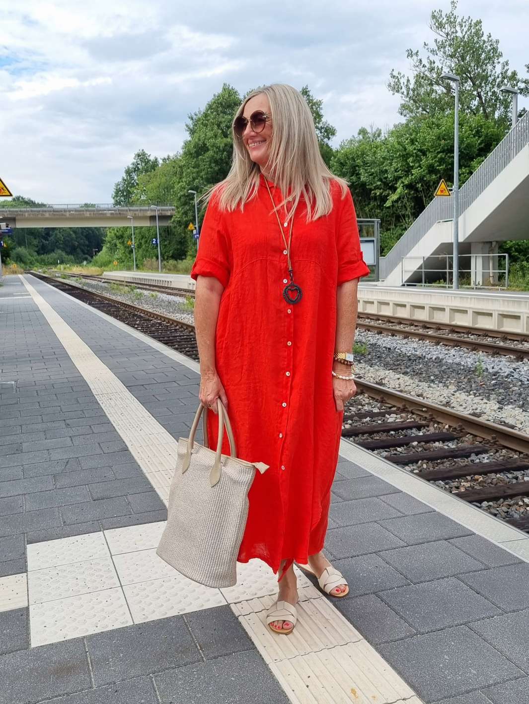 LINEN DESS WILMA KORALLE 34-42 Made in Italy Leinen Kleid Long Bluse Mantel LINEN DESS WILMA KORALLE 34-42 Made in Italy Leinen Kleid Long Bluse Mantel