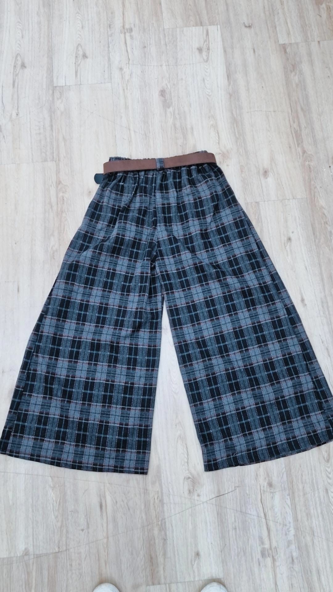 Flanell-Karohose mit Gürtel I H0143 I 34-42 I Made in Italy
