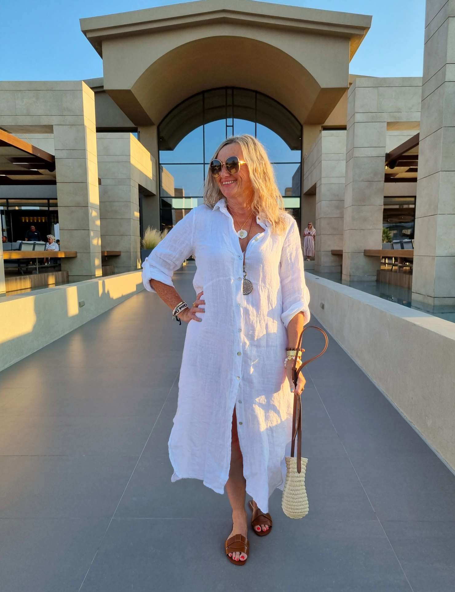 LINEN DESS WANDA 2 WEISS 34-40 Made in Italy Leinen Kleid Long Bluse Mantel LINEN DESS WANDA 2 WEISS 34-40 Made in Italy Leinen Kleid Long Bluse Mantel