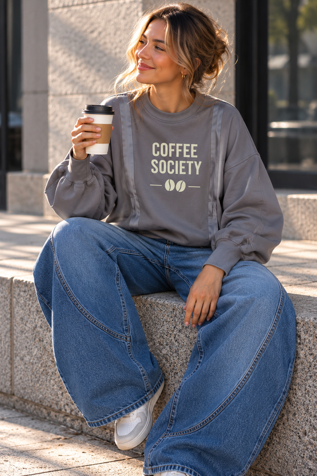 Sweatshirt aus Butterstoff COFFEE SOVIETY SW0177 I Made in Italy 34-42/44