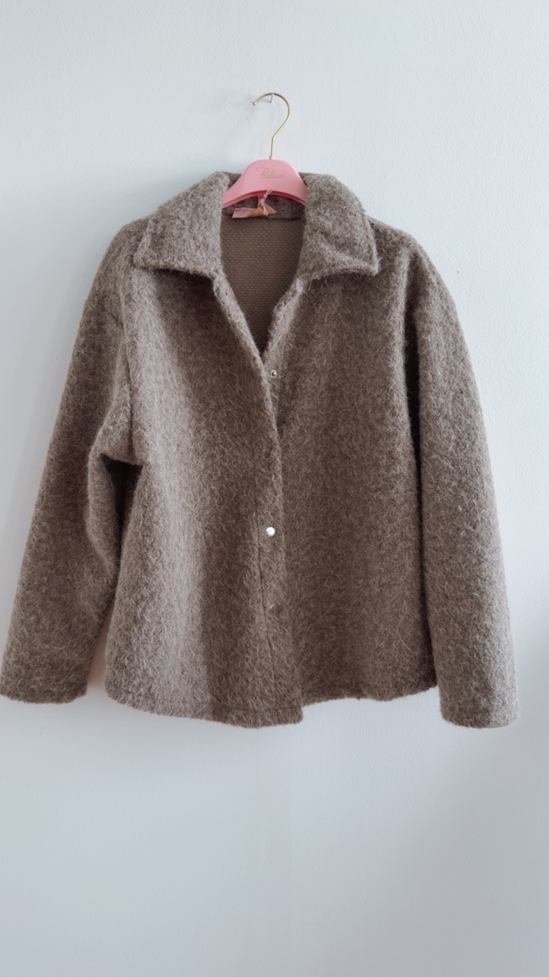 Hemdjacke No. JA014 | Flauschige Wolloptik | Made in Italy | Gr. 34–42