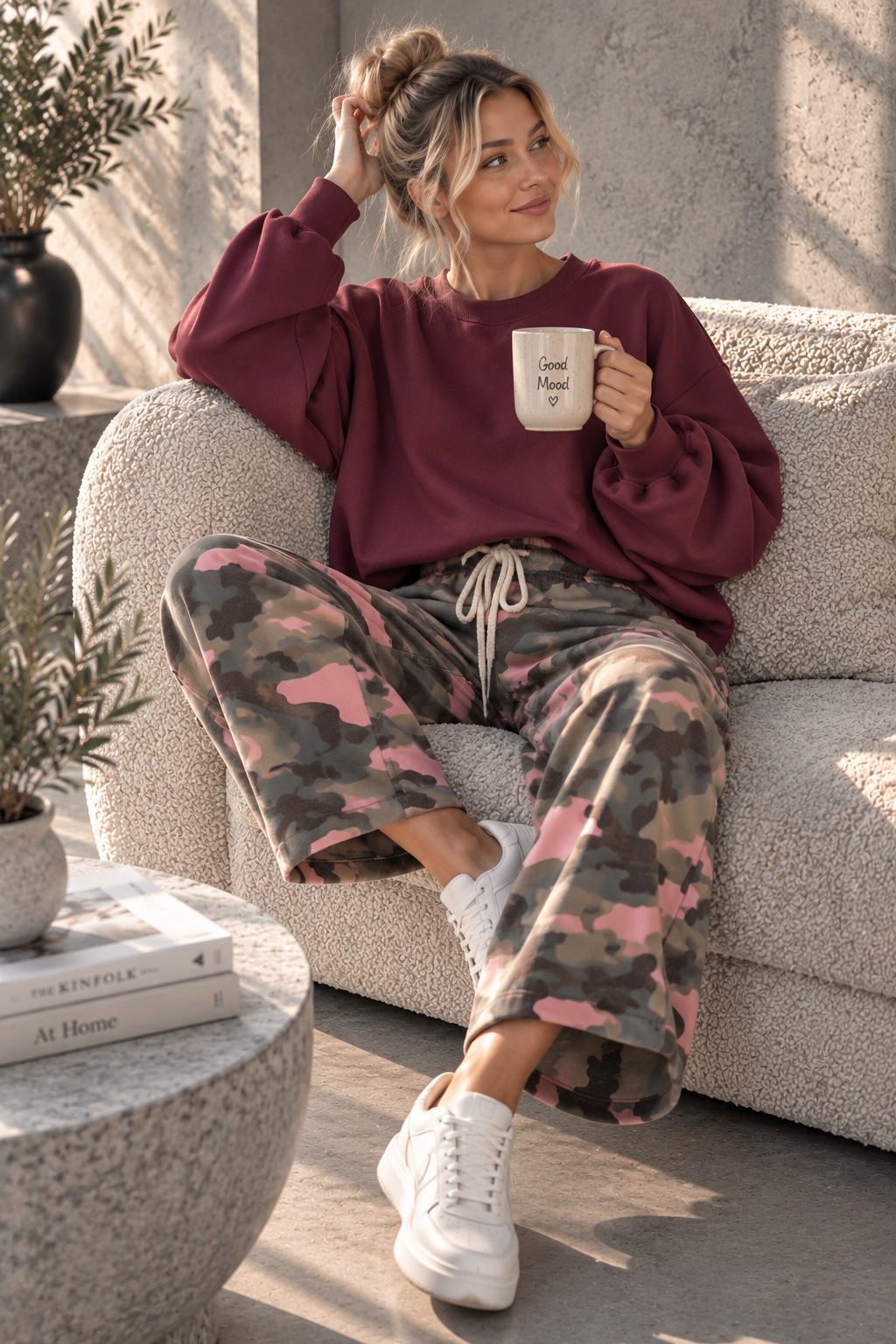 Ballon-Jogpant Amaris CAMOULFAGE HO0124 – lässige Basic Pants für jeden Tag Made in Italy 34-42/44