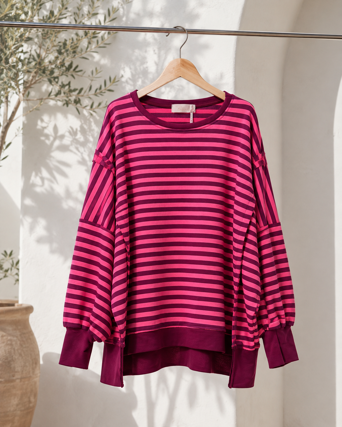 Sweater Charly mit Raw-Cut Details Stripes Made in Italy 34-44/46