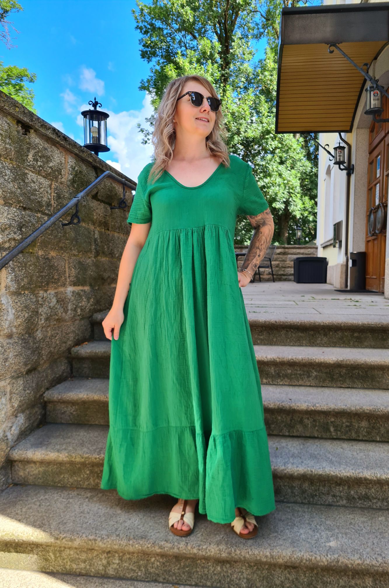MUSSELIN TUNIKA DRESS LARISA GRÜN 34-42 Made in Italy Maxi Kleid Oversize Hängerchen MUSSELIN TUNIKA DRESS LARISA GRÜN 34-42 Made in Italy Maxi Kleid Oversize Hängerchen