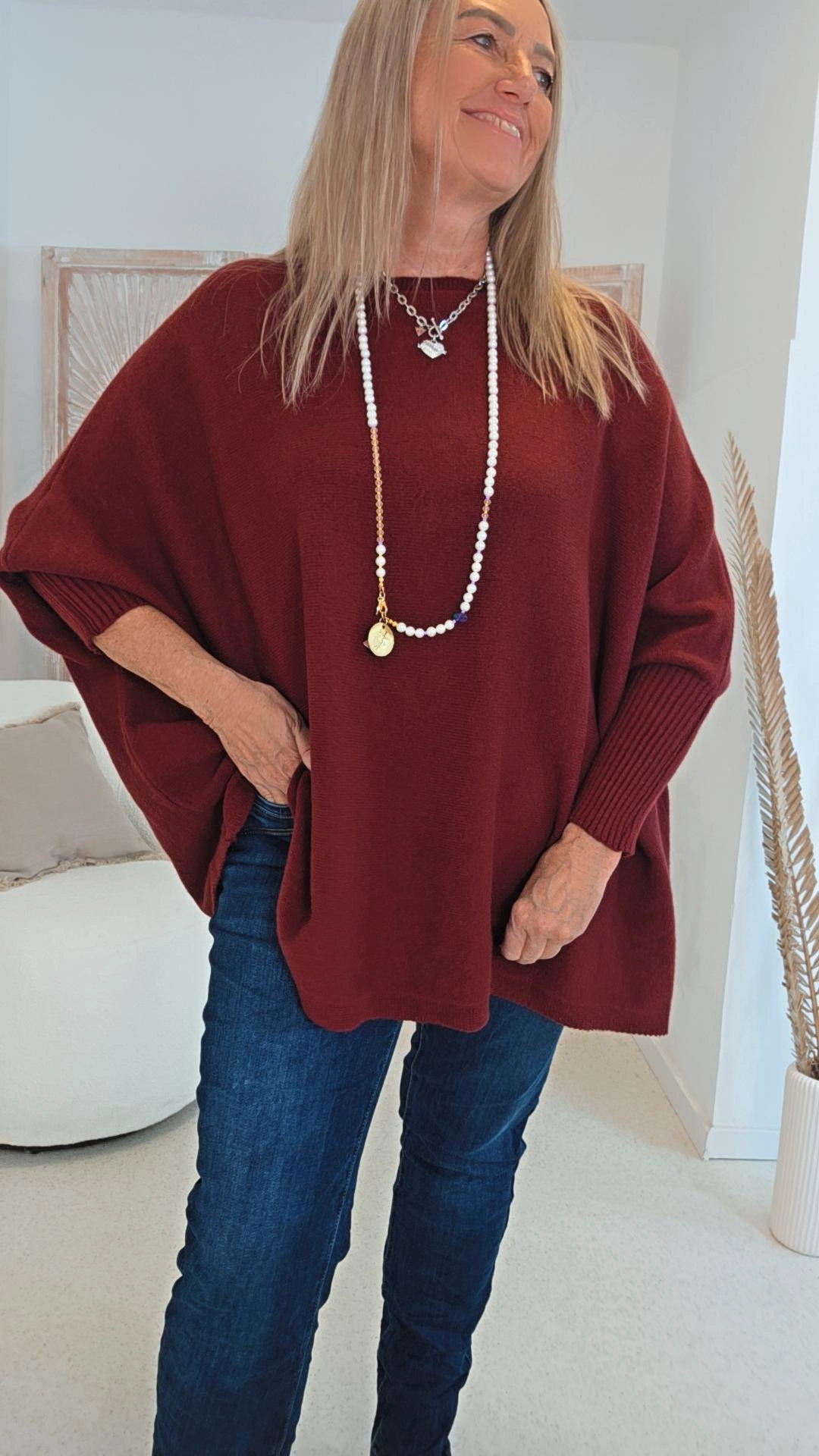 OVERSIZE KNIT SWEATER STRICK PULLOVER LILLE Made in Italy 34 - 48/50