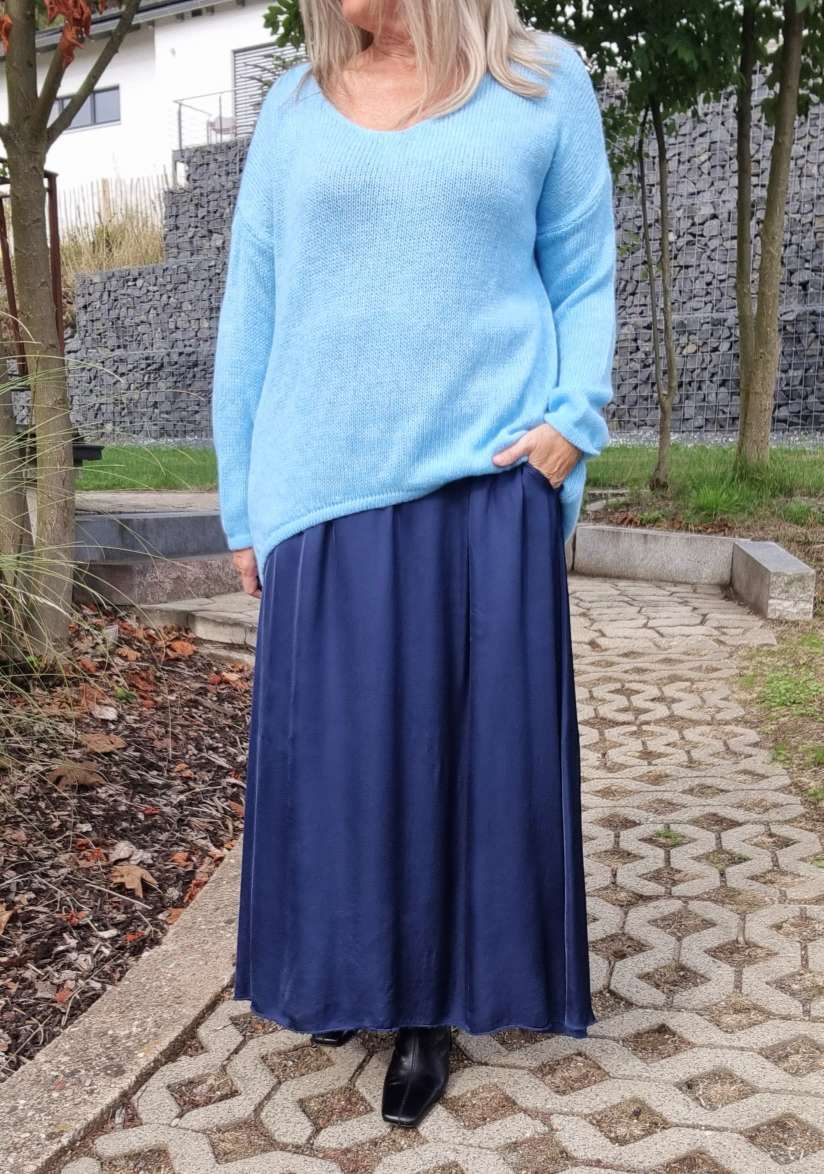 OVERSIZE KNIT SWEATER CARO BLAU edler Strickpullover Pullover 34-42/44 Vokuhila Made in Italy OVERSIZE KNIT SWEATER CARO BLAU edler Strickpullover Pullover 34-42/44 Vokuhila Made in Italy