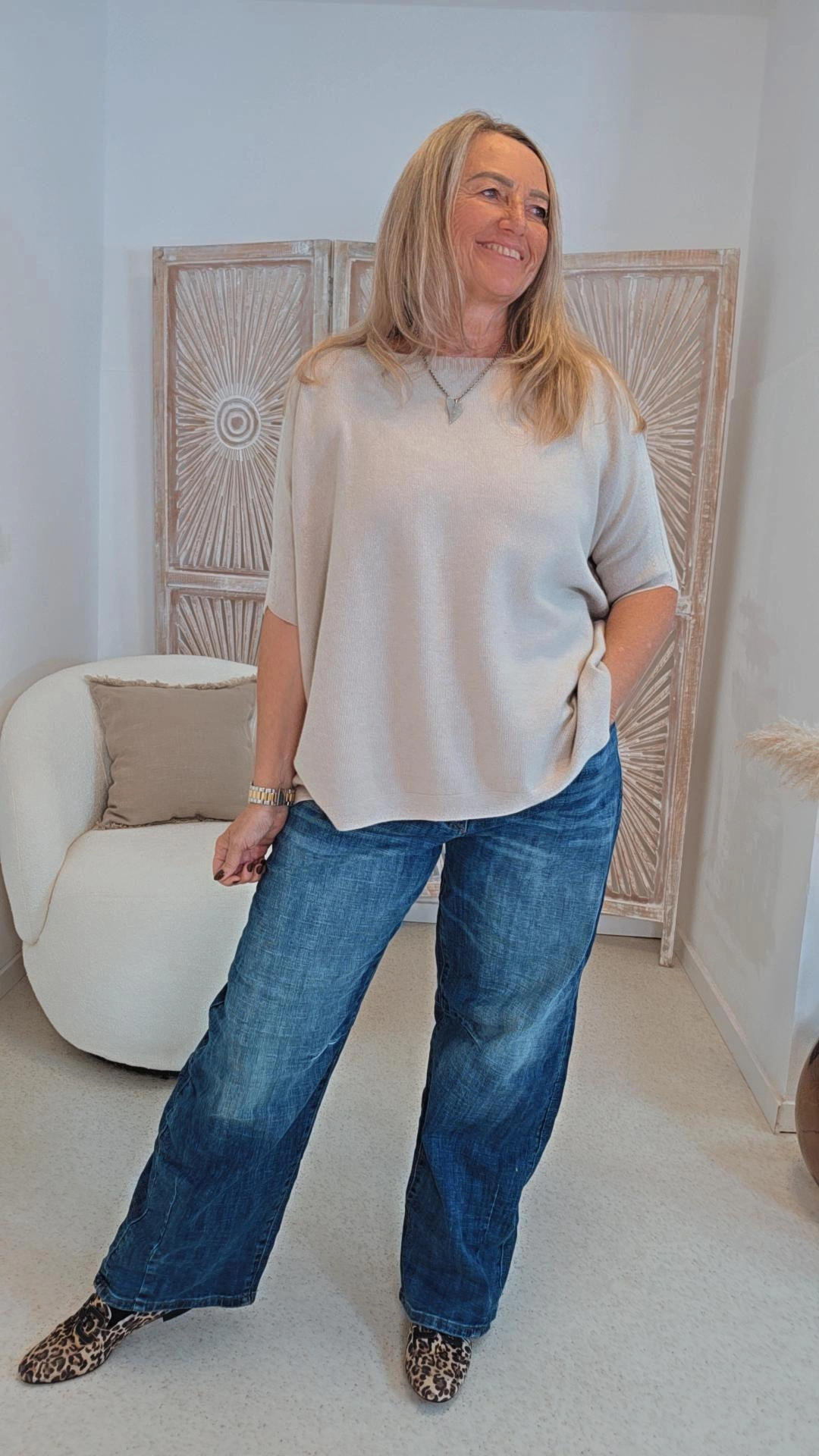 VISKOSE-STRICKSHIRT LEANDRA HALBARM 34-44 Made in Italy Kurzarm Pullover