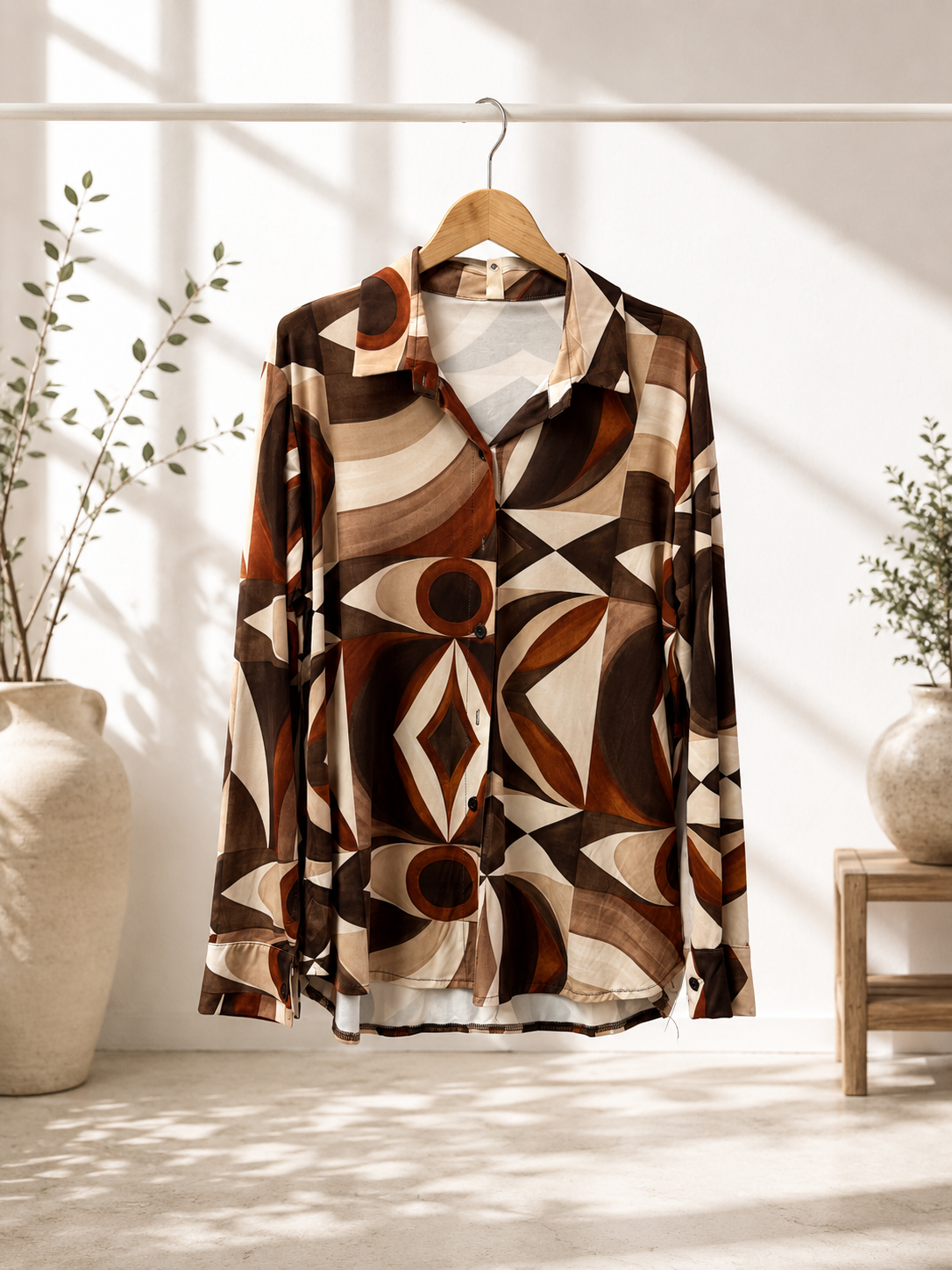 Kofferstoff Bluse Retro Print – No. BL011 | Made in Italy | passt ca. Gr. 34–42