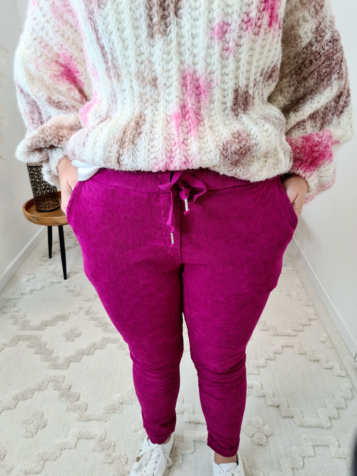 BASIC CORD JOGPANT SELINA BEERE 34-42 Made in Italy bequeme Hose PANT BASIC CORD JOGPANT SELINA BEERE 34-42 Made in Italy bequeme Hose PANT
