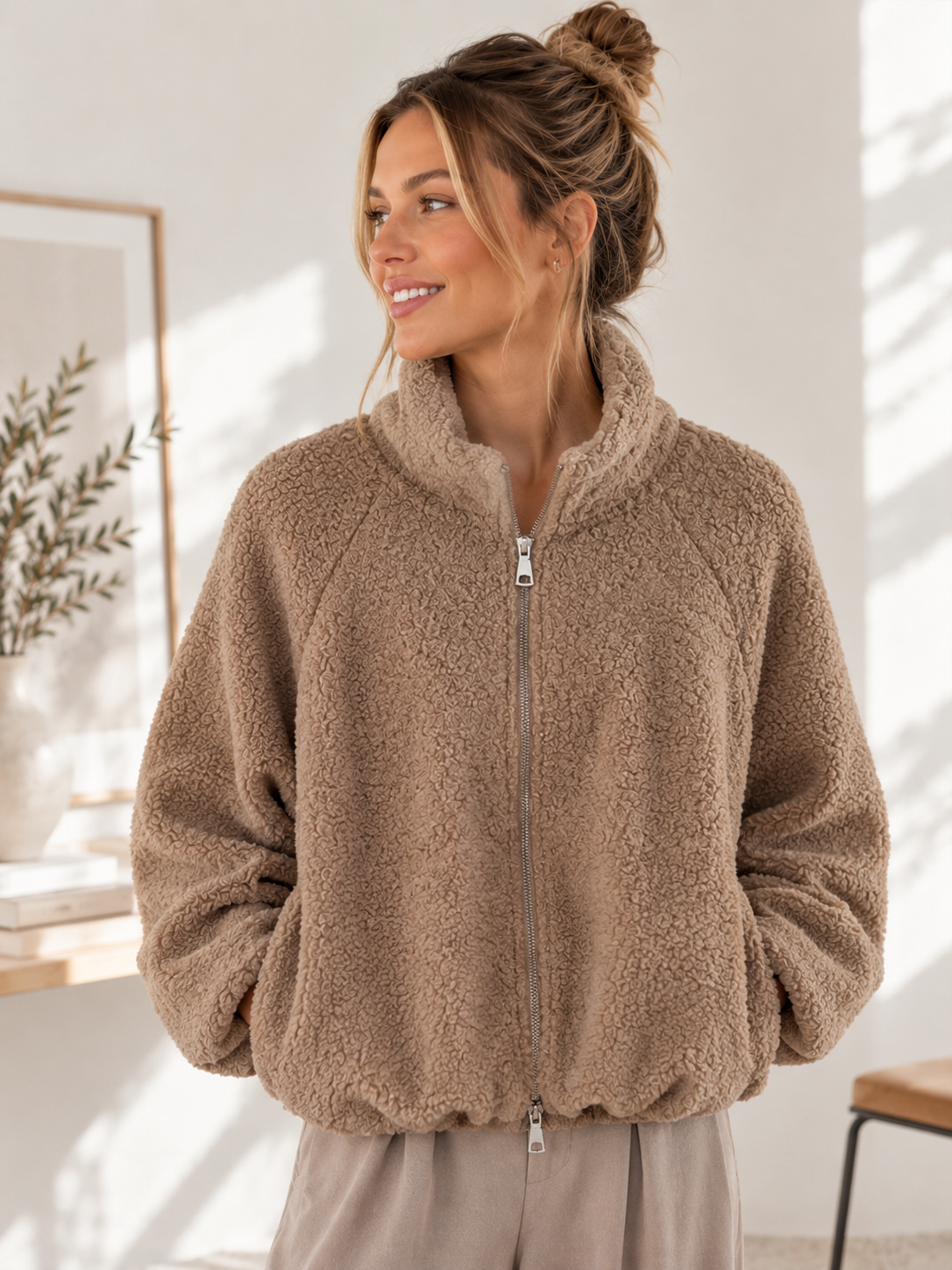 Bouclé-Jacke Uni I NO.JA0021 I Made in Italy I 34-42/44