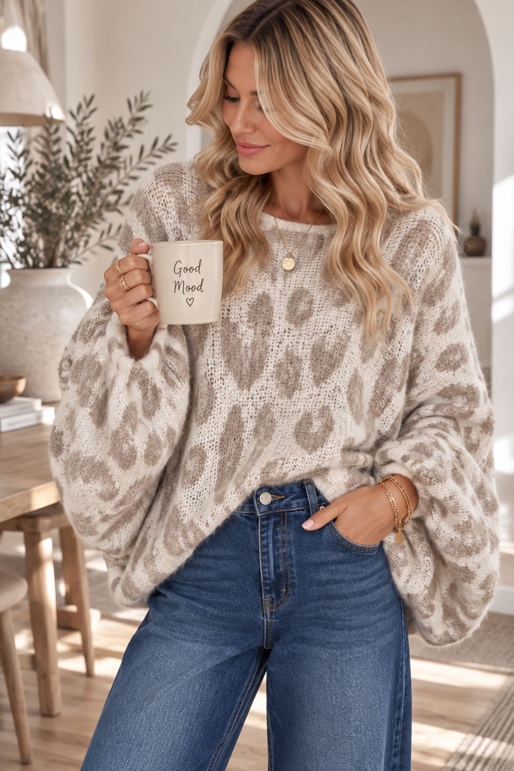 Strickpullover Leo-Look – Fledermaus-Style | Made in Italy | One Size bis ca. Gr. 44 | SP0086 Strick Pullover