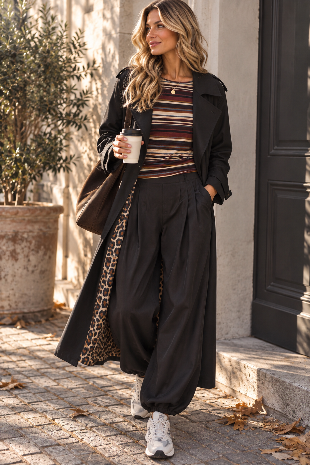 Tansania – Trenchcoat Mantel in Velourleder-Optik mit Leo-Futter | Made in Italy