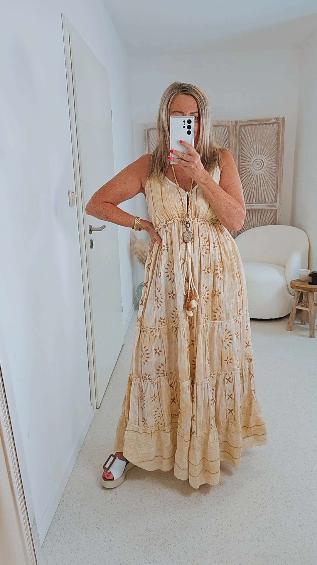 SPAGHETTI DRESS EZRA  34-42 Italy Style langes Maxi Batik Kleid Boho Bohemian Baumwolle