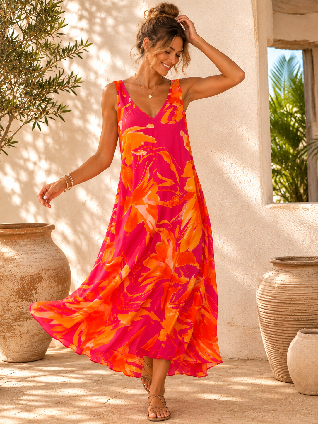 Maxi-Kleid Abeni Blumenprint Made in Italy 34-42/44