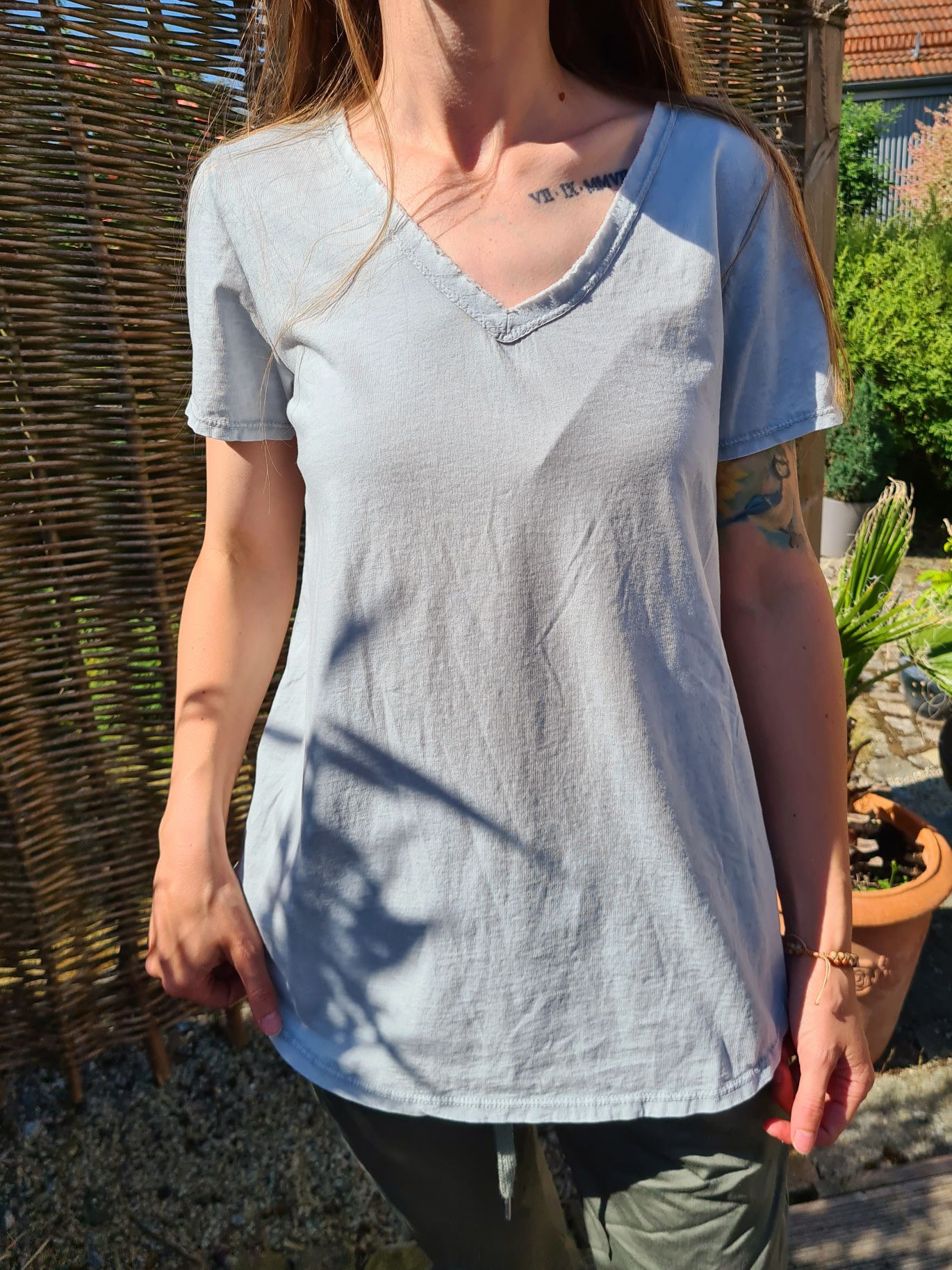 T-SHIRT BLANCO HELLGRAU 34-38/40 Made in Italy Basic Shirt Kurzarm Vintage Look T-SHIRT BLANCO HELLGRAU 34-38/40 Made in Italy Basic Shirt Kurzarm Vintage Look