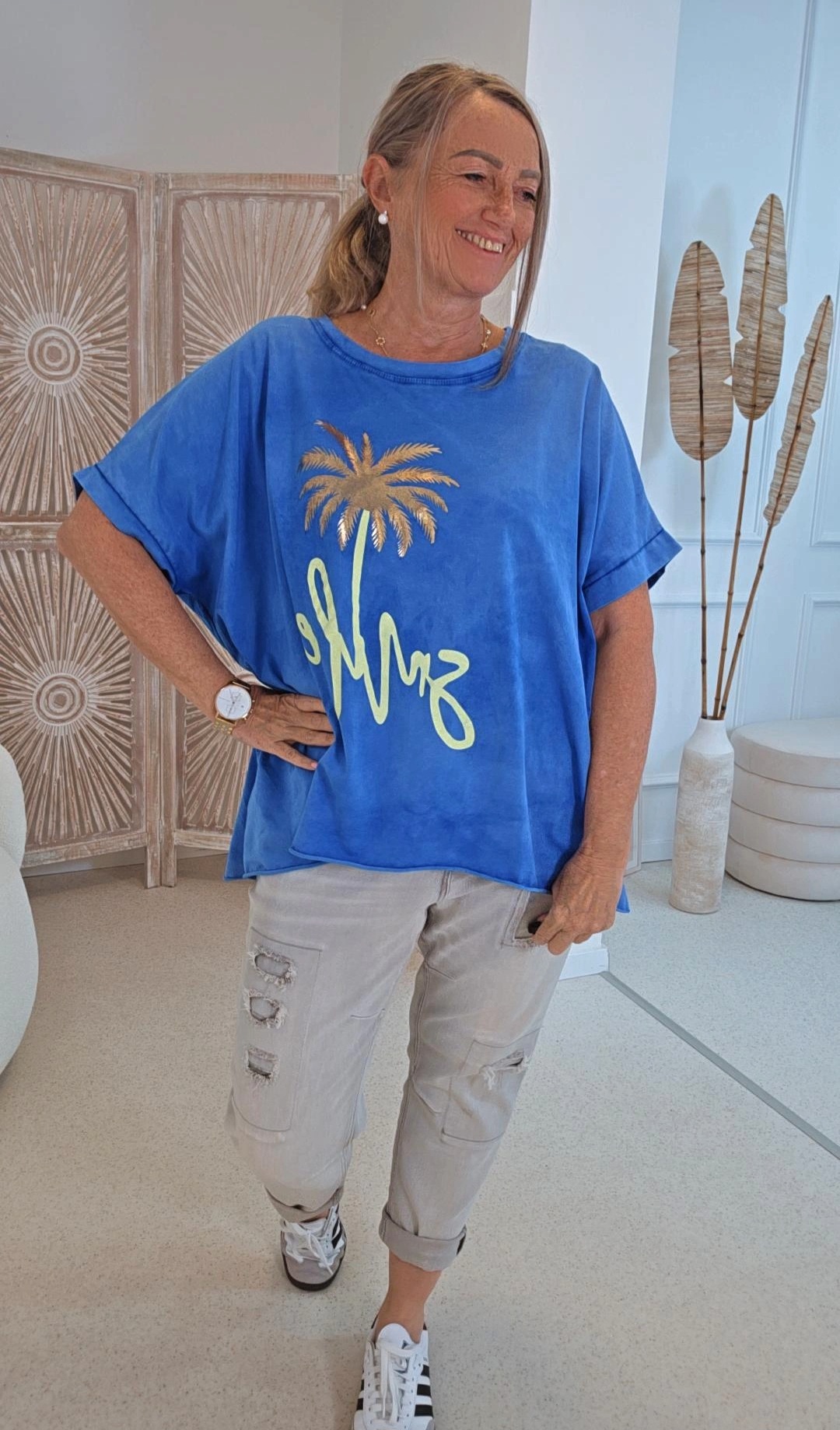  OVERSIZE T-SHIRT INES VOKUHILA PALME Made in ITALY Gr. 36 - 44/46