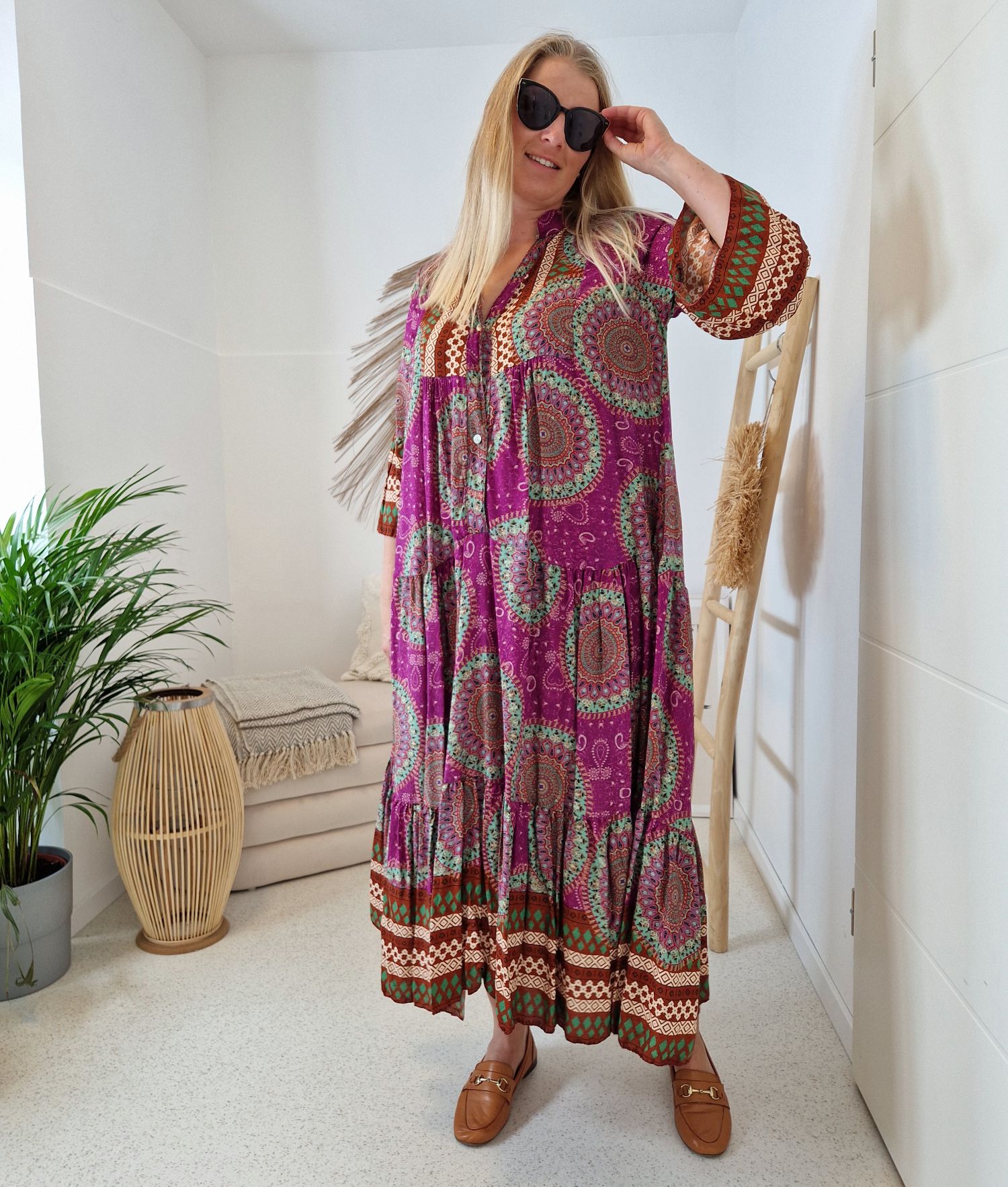 MAXI TUNIKA DRESS MICAELA PINK 34-42 Made in Italy langes Kleid Hängerchen Tunikakleid MAXI TUNIKA DRESS MICAELA PINK 34-42 Made in Italy langes Kleid Hängerchen Tunikakleid
