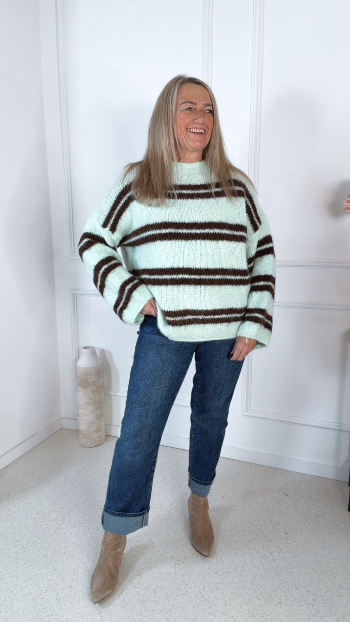 BASIC KNIT SWEATER MABEL Alpaca 34 -44 Made in Italy Pullover Strickpullover