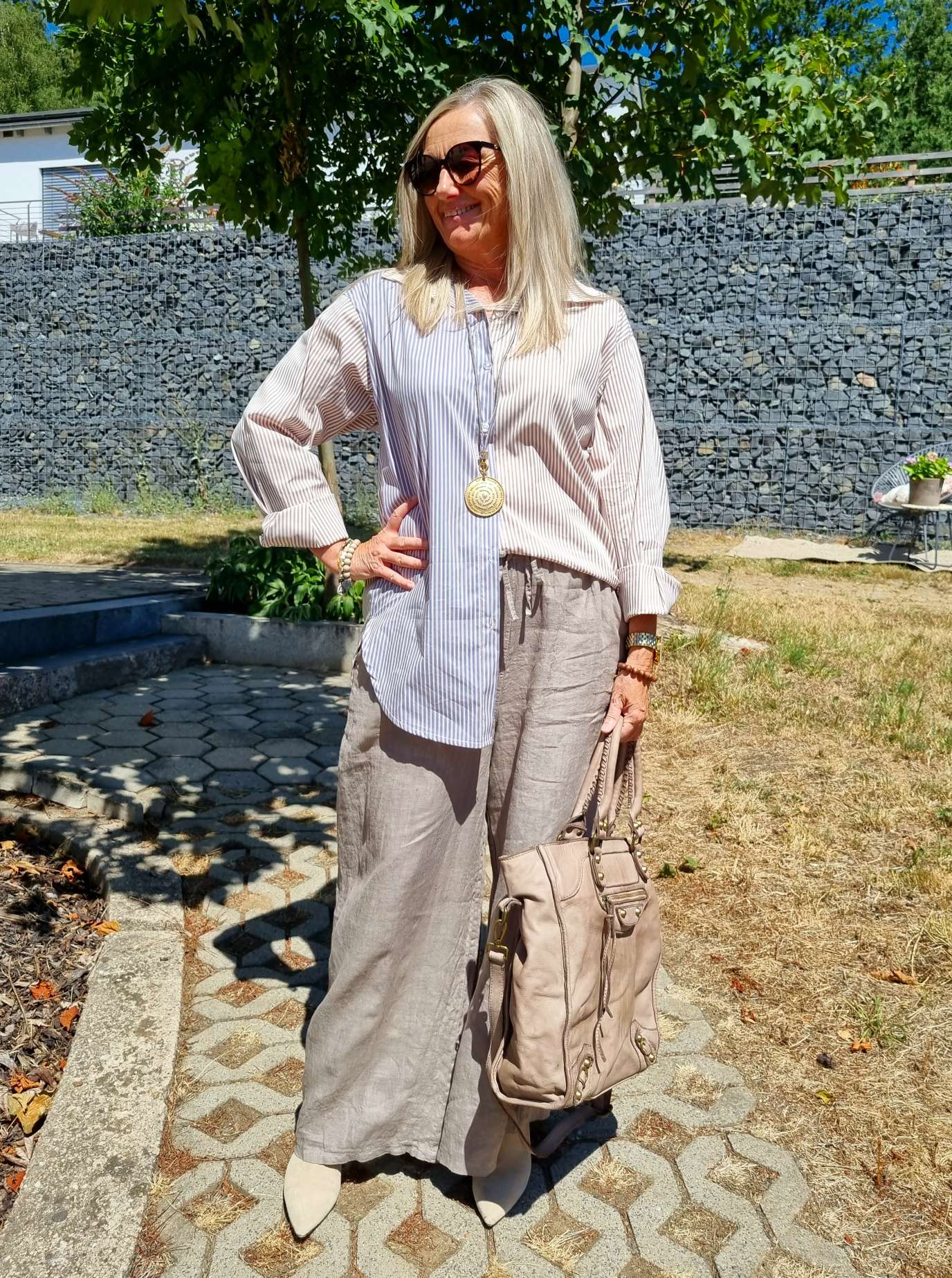LINEN MARLENE PANT BRIGITTE TAUPE Pocket 34-42 Made in Italy weite Leinen Hose mit Taschen LINEN MARLENE PANT BRIGITTE TAUPE Pocket 34-42 Made in Italy weite Leinen Hose mit Taschen