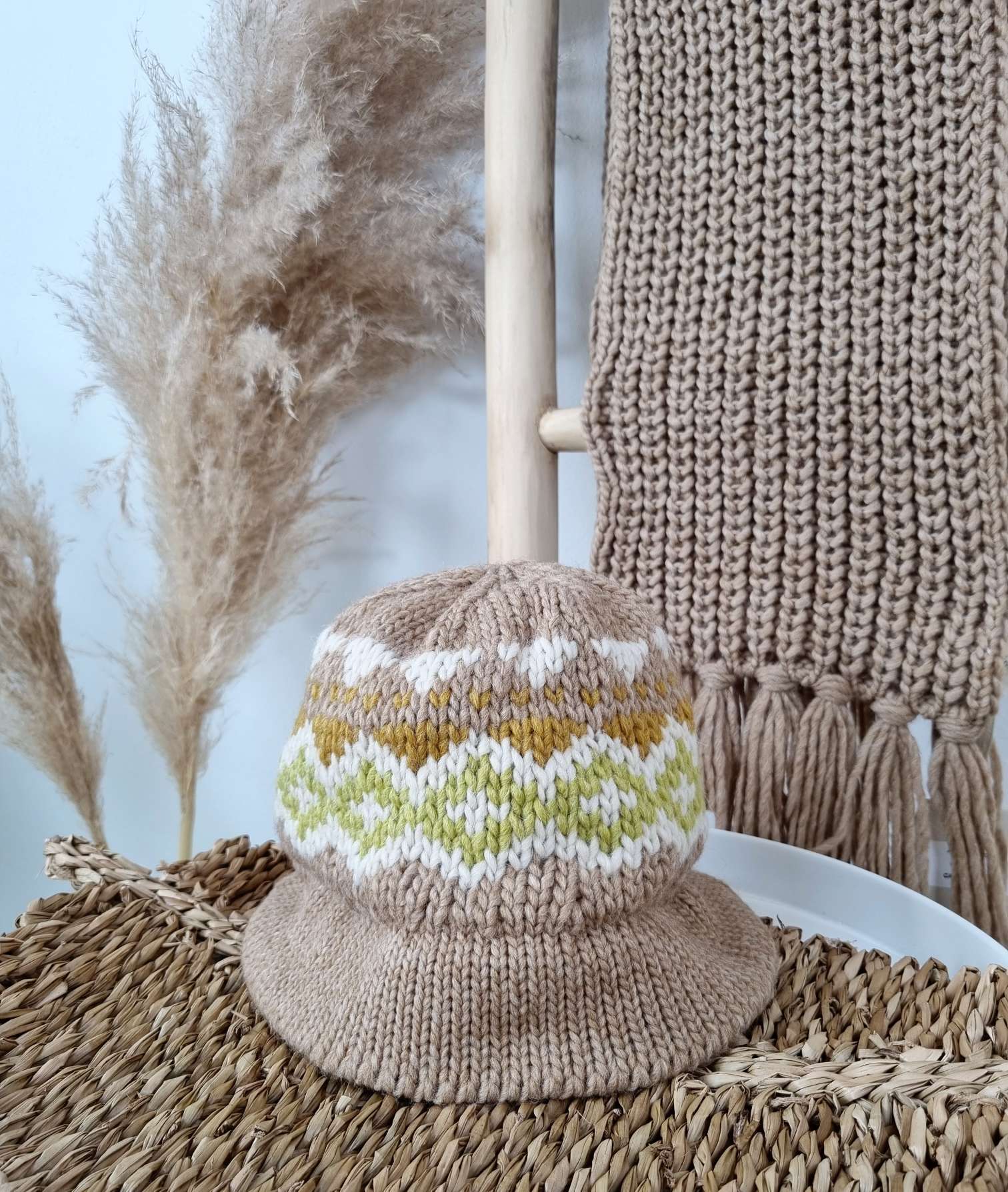 EDLER FISCHERHUT NORWEGER CAMEL Strick Hut Mütze Made in Italy 