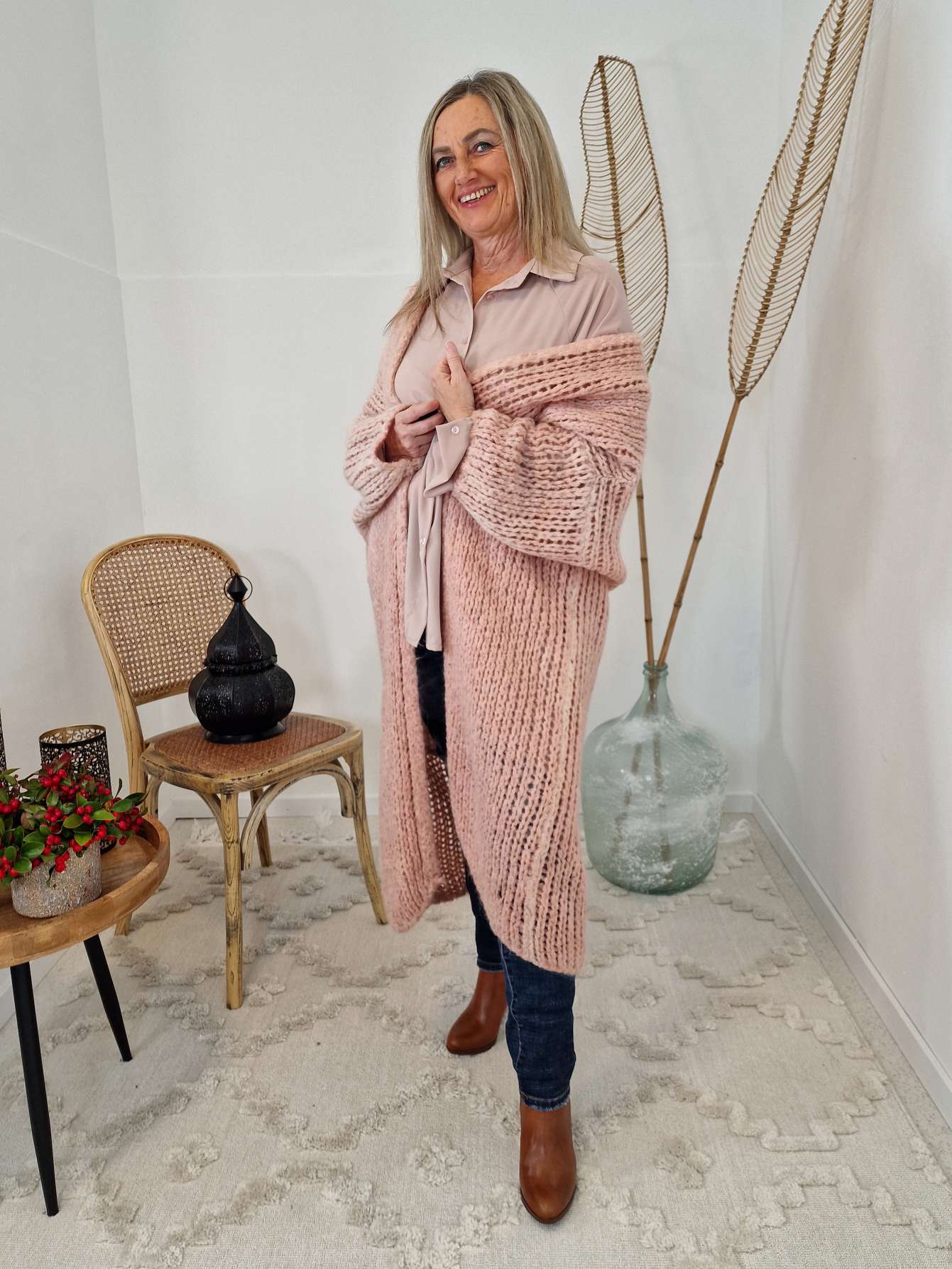 KNIT CARDIGAN LUCIEN ROSA 34-42 Made in Italy Strickjacke Mantel KNIT CARDIGAN LUCIEN ROSA 34-42 Made in Italy Strickjacke Mantel
