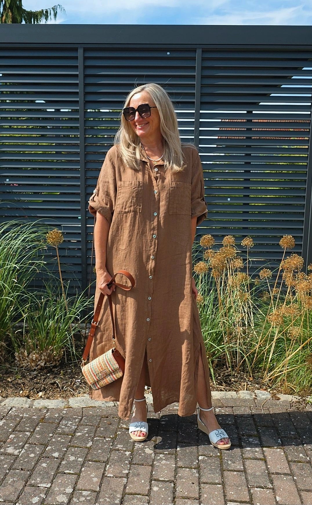 LINEN DRESS ESTELA Made in Italy 34 - 44/46 Leinen Blusen Kleid