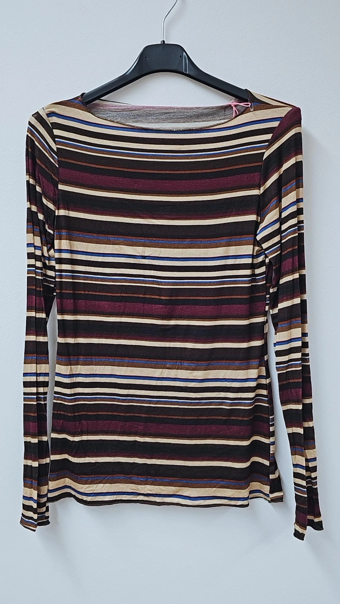 COMFY STRETCH LANGARM SHIRT STREIFEN BUNT Made in Italy 34 - 40-42 LS0112 Cashmere