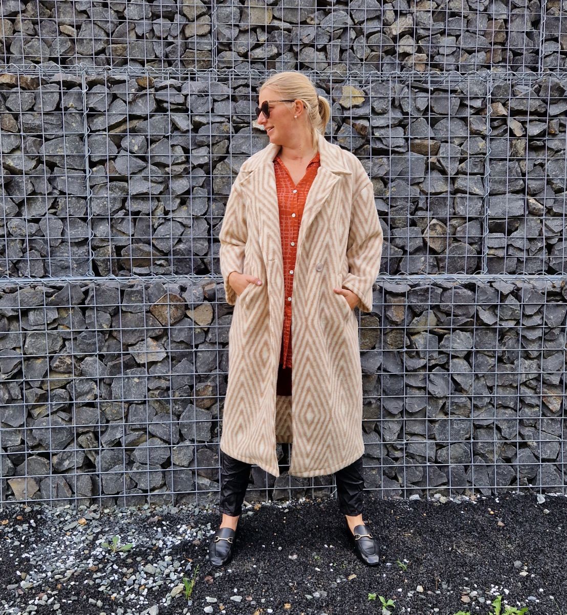 WOLL MANTEL MERLE STRIPES BEIGE 36-42 Made in Italy Winter Jacke Fleece Mantel COAT WOLL MANTEL MERLE STRIPES BEIGE 36-42 Made in Italy Winter Jacke Fleece Mantel COAT