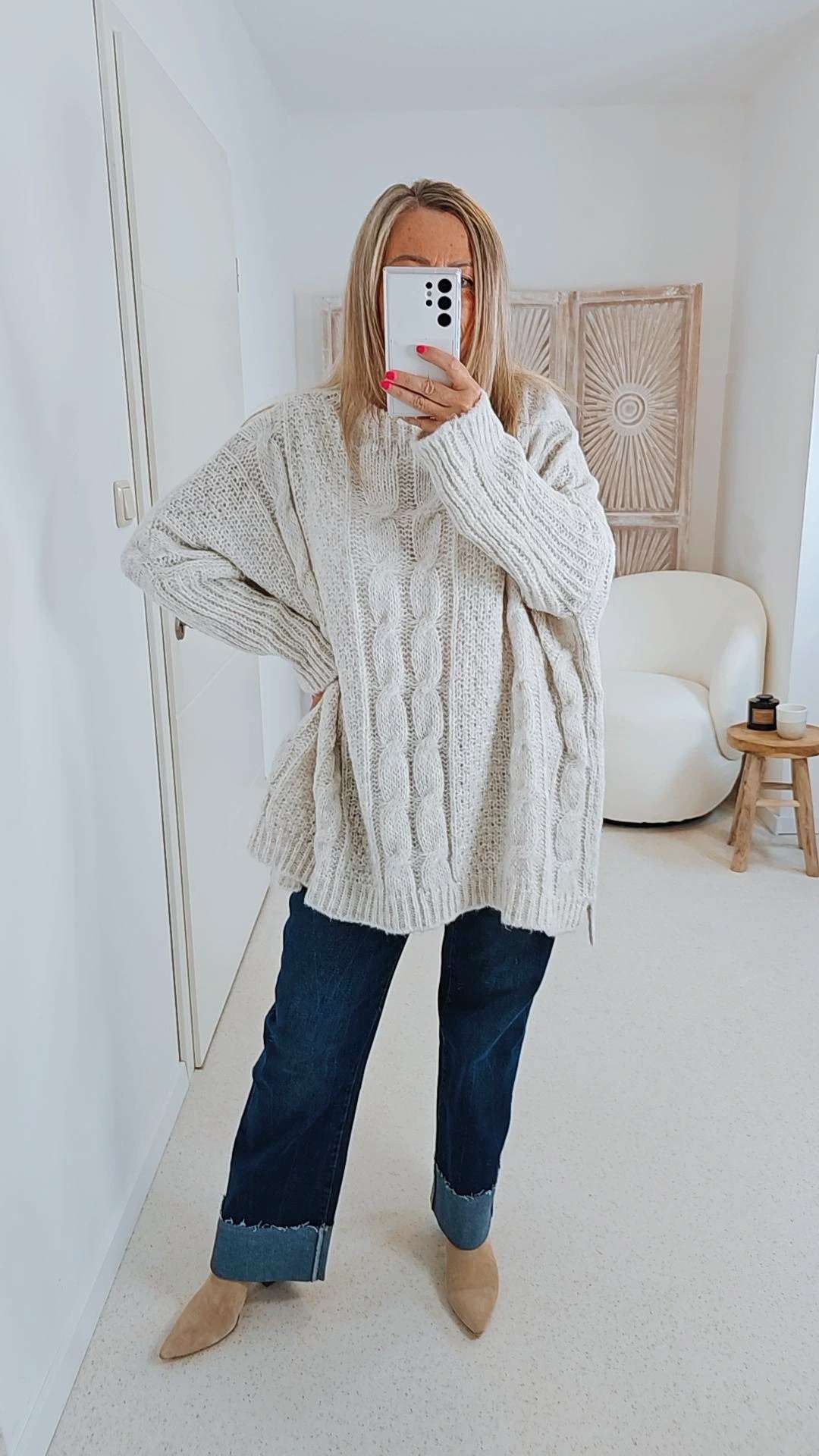 STRICKPULLOVER ZOPFMUSTER TARA Oversize Pullover Made in Italy 36 - 48/50 STRICKPULLOVER ZOPFMUSTER TARA Oversize Pullover Made in Italy 36 - 48/50
