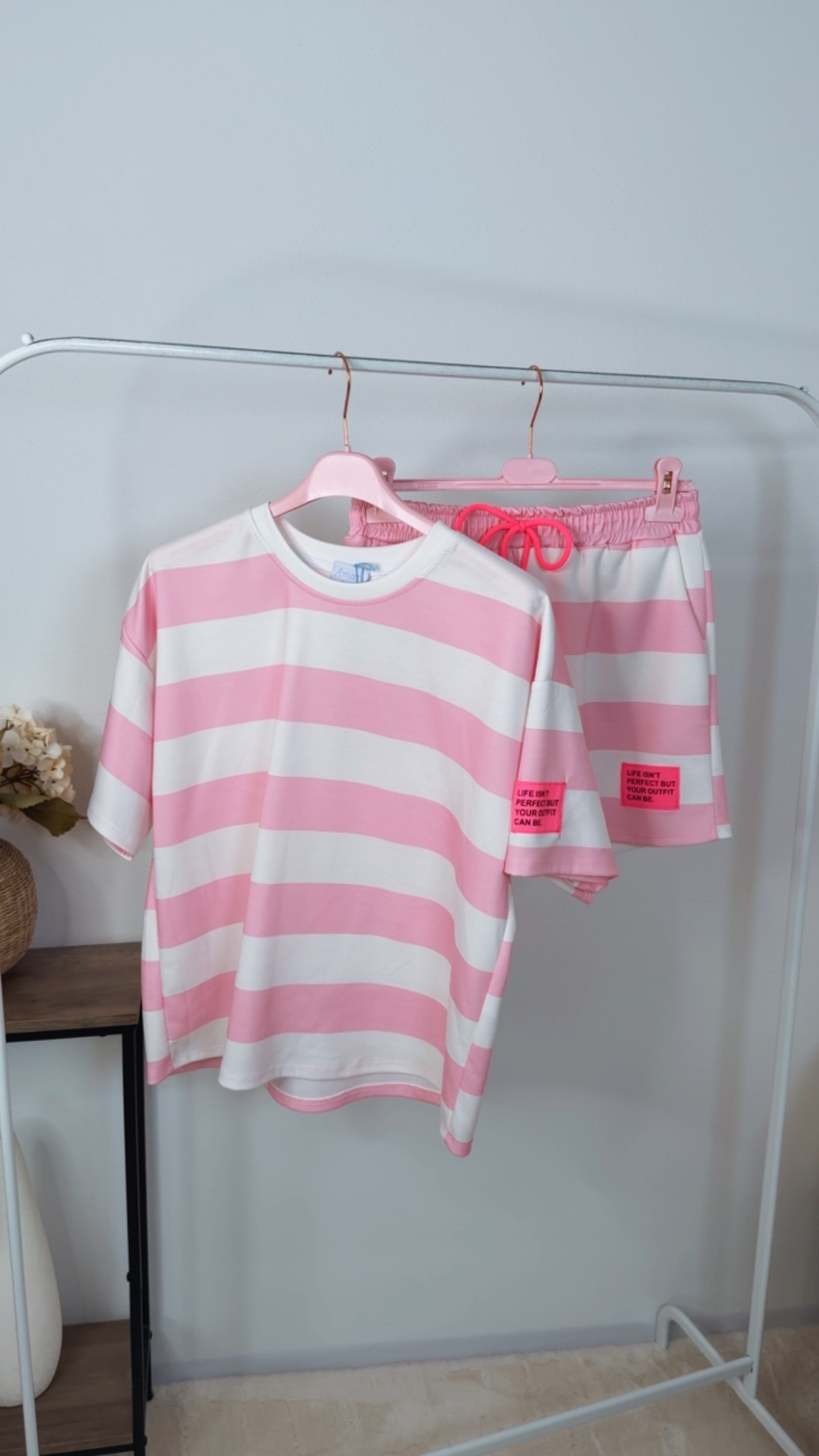 Set Amaris Butterstoff Blockstreifen Sweatshirt & Short Patch Made in Itlay 34-40/42