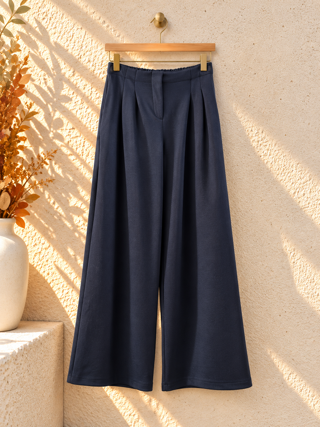 Hose Wide-Leg Butterweich mit Bundfalten HO0020 I Made in Italy 34-42/44