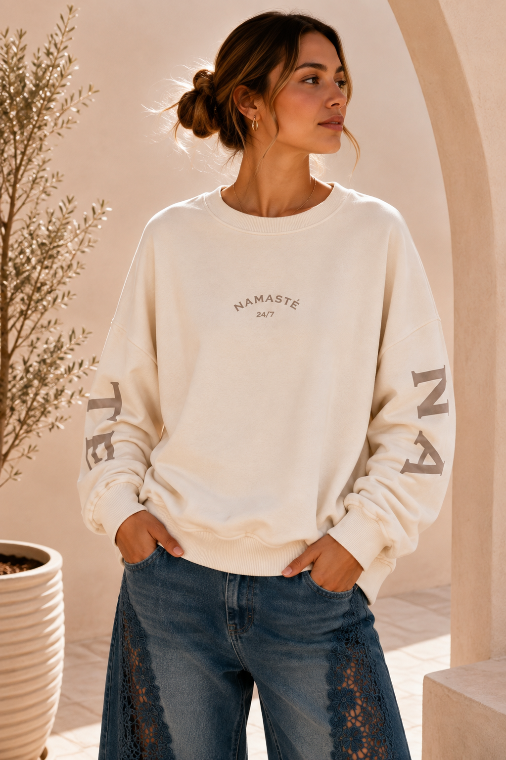 Sweatshirt „Namaste 24/7 Uni“ – Made in Italy | One Size bis ca. Gr. 42