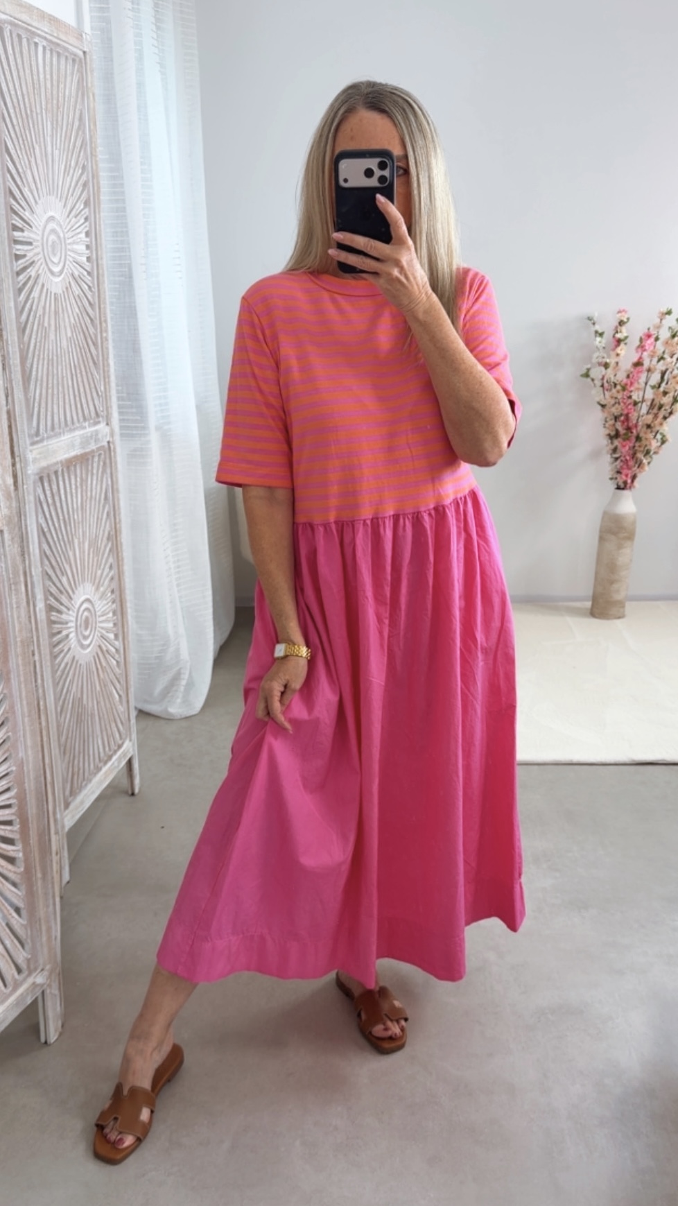 🌺🌊☀️ T-Shirt-Kleid Madeira Streifen Made in Italy 34-42