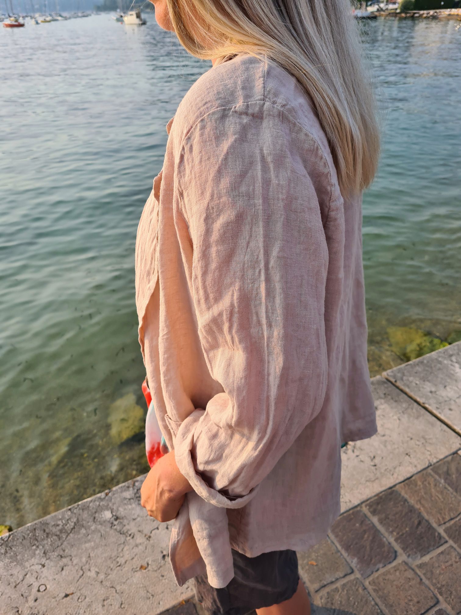 OVERSIZE LINEN BASIC BLAZER RIVA BEIGE - Made in Italy Jacke Sakko Jacket LEINEN OVERSIZE LINEN BASIC BLAZER RIVA BEIGE - Made in Italy Jacke Sakko Jacket LEINEN