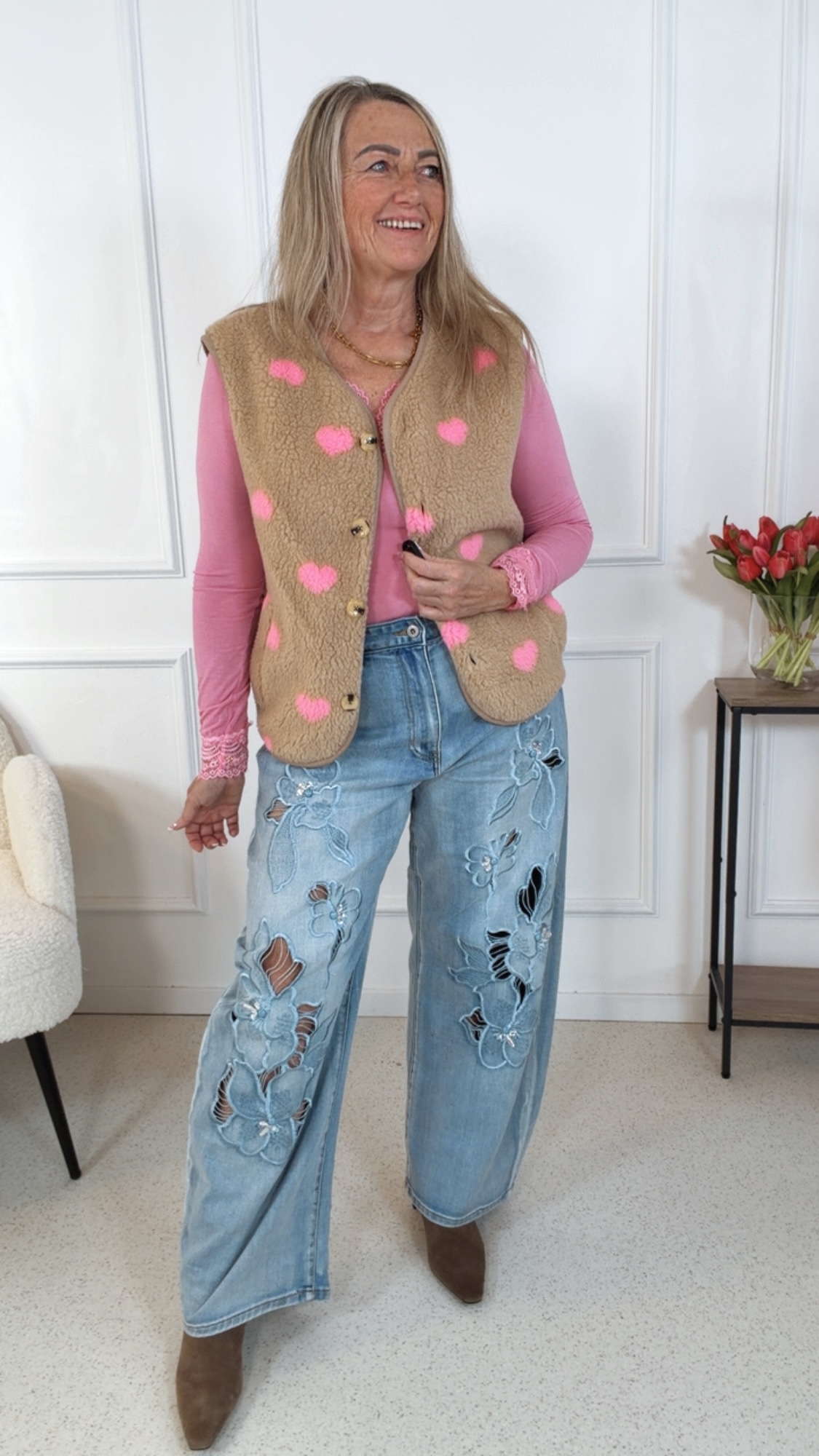 TRENDIGE TEDDY WESTE CLAUDIA SMALL HEART Made in Italy 34-42