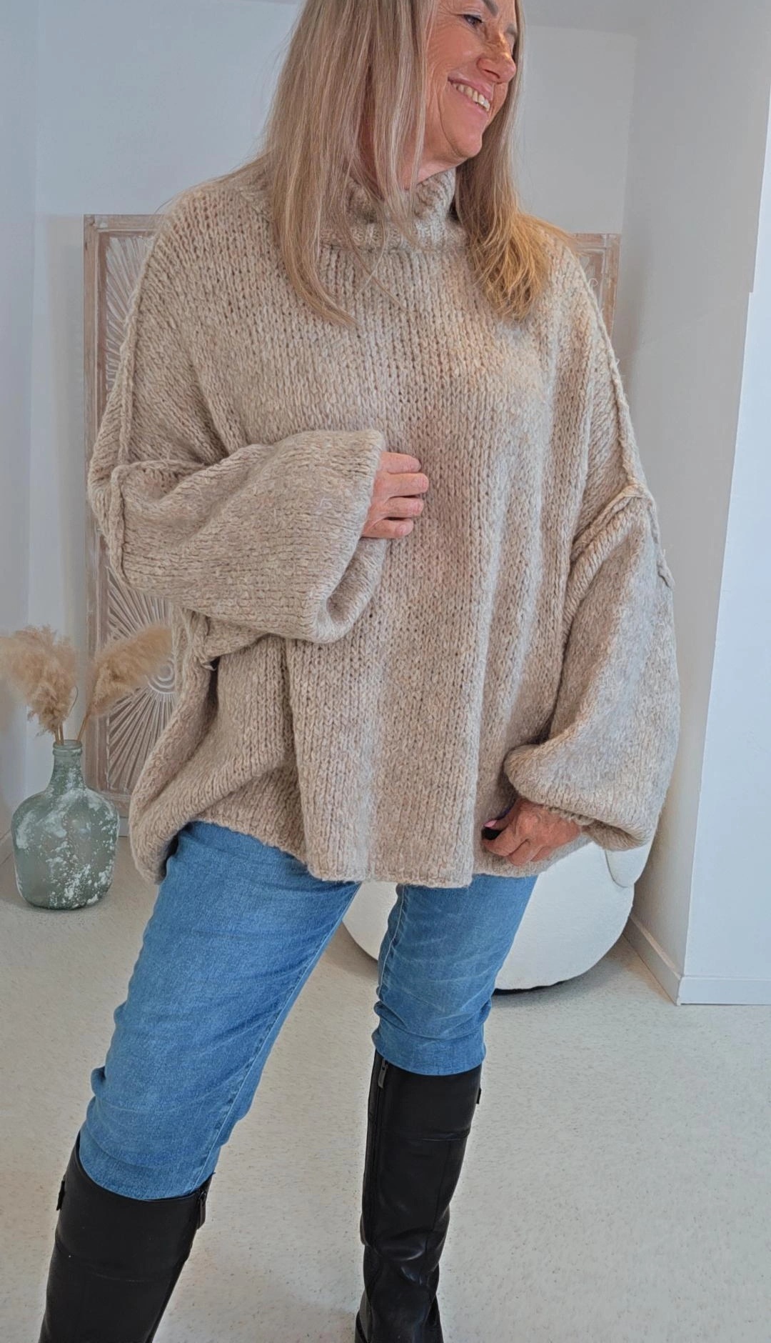 COZY KNIT SWEATER SCARLETT Made in Italy 34-48 OVERSIZE Pullover 