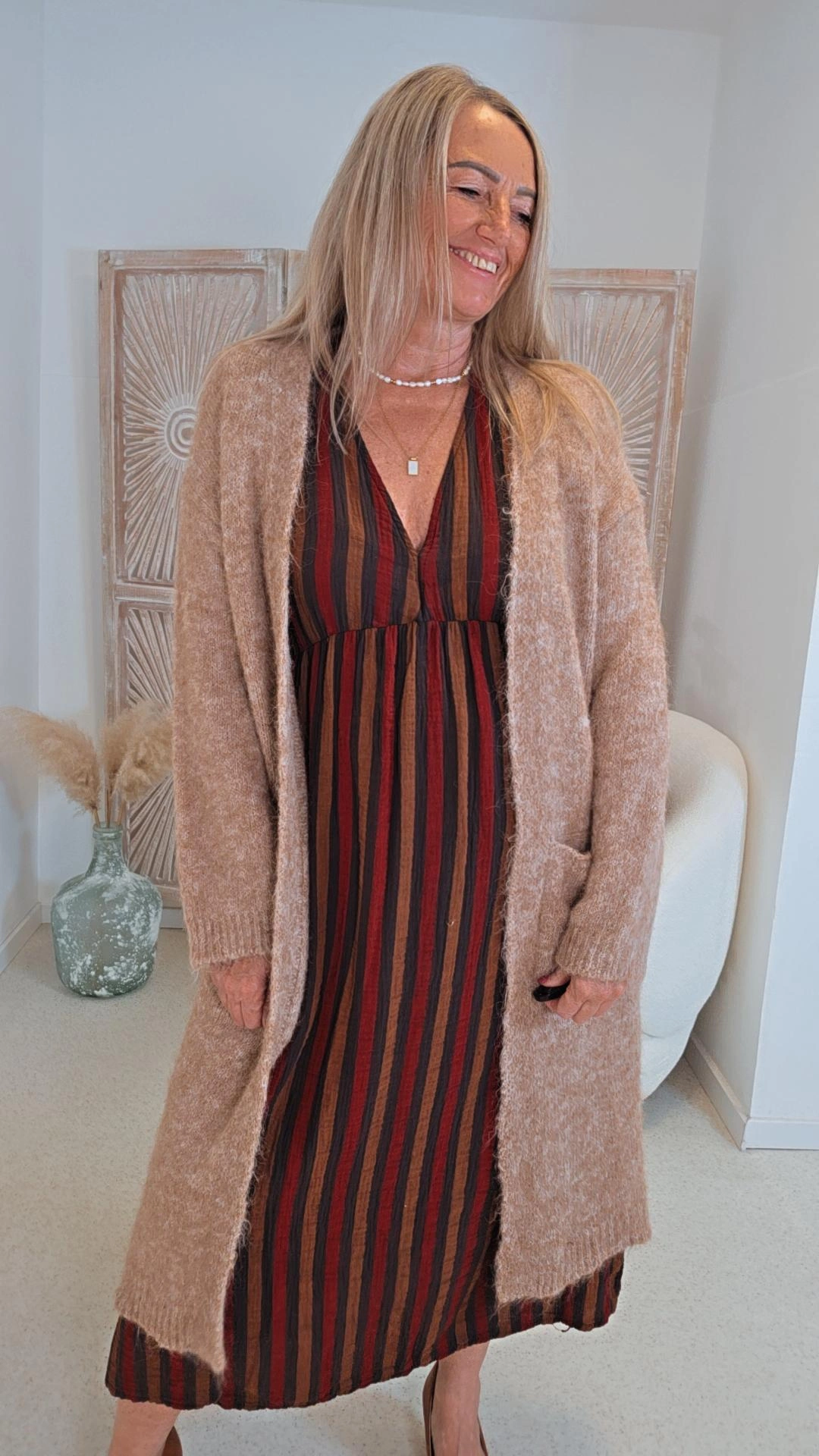 LANGER STRICK-CARDIGAN CLARA 34-kleine 44 Made in Italy 