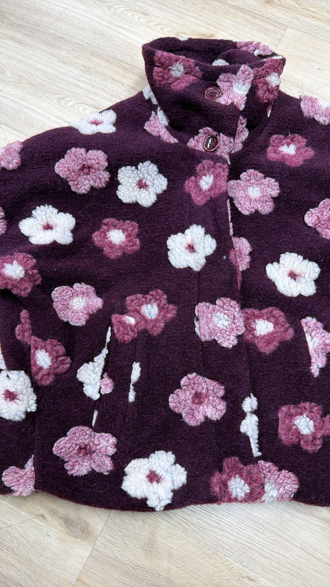 Exklusive Teddyjacke mit 3D-Blüten TJ0193 I Made in Itlay 34-42