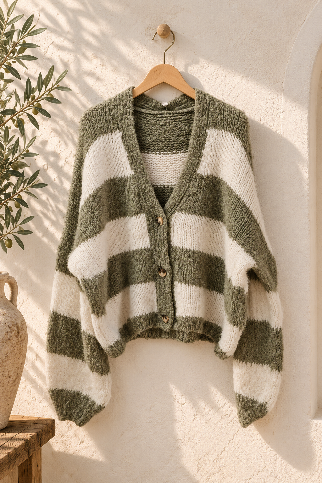 Kuschelige Strickjacke SJ0083 – Blockstreifen Made in Italy Gr. 34-42 Strick Cadigan