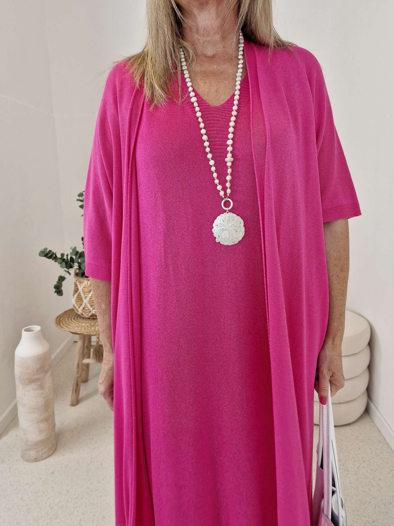 STRICK CARDIGAN SUSANNE LONG PINK Made in Italy 36 - 42 Strickjacke 