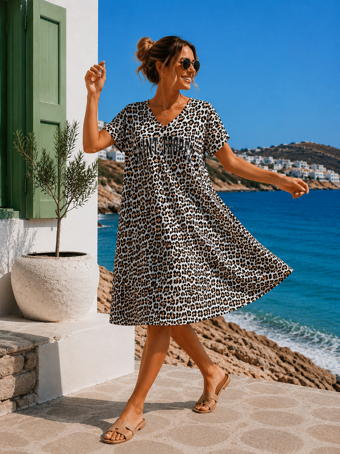 Leo-T-Shirt-Kleid Safiya Saint Tropez Made in Italy 34-42/44