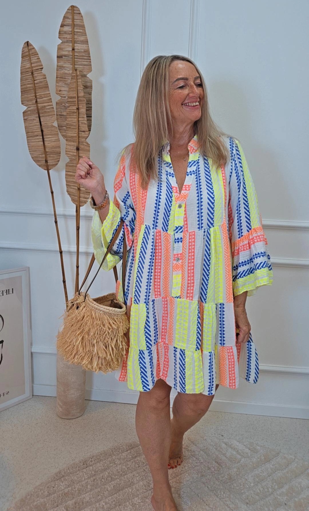 MUSSELIN KLEID DANIELLE AZTEK kurz Made in Italy 34 - 44 Summer Dress Tunika