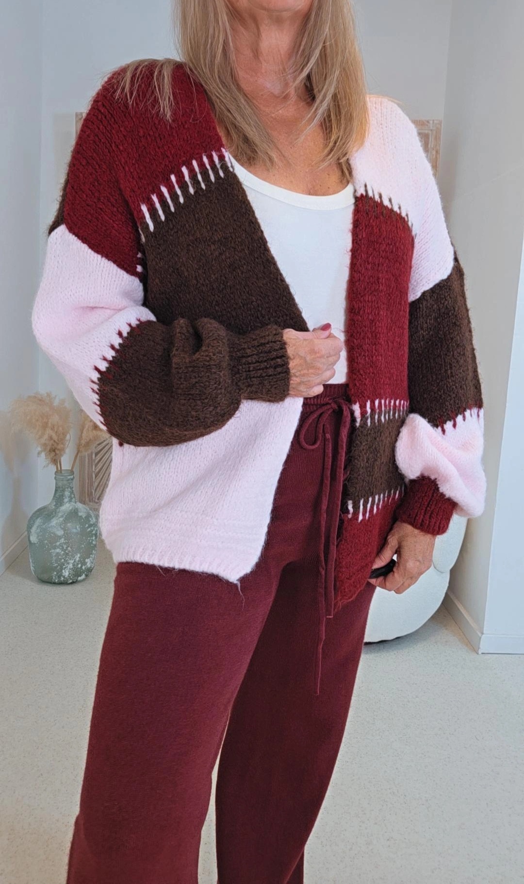 STRICKJACKE LESBOS BLOCKSTREIFEN 34-44 Made in Italy Strickjacke