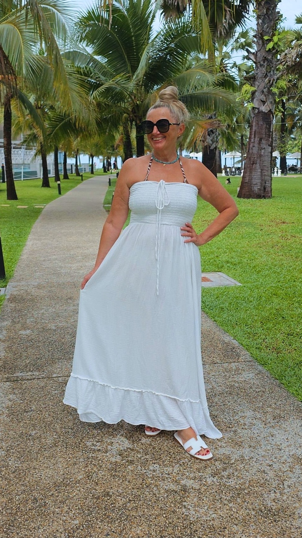 MUSSELIN KLEID LANZAROTE TRÄGERLOS Italystyle 34-40