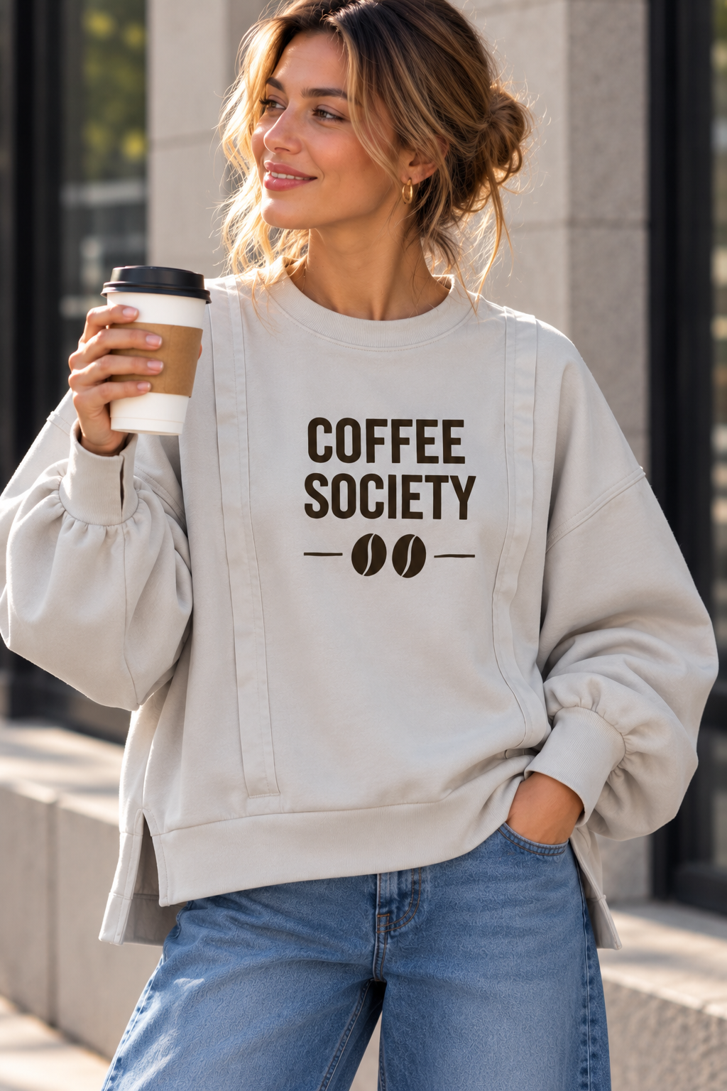 Sweatshirt aus Butterstoff COFFEE SOVIETY SW0177 I Made in Italy 34-42/44