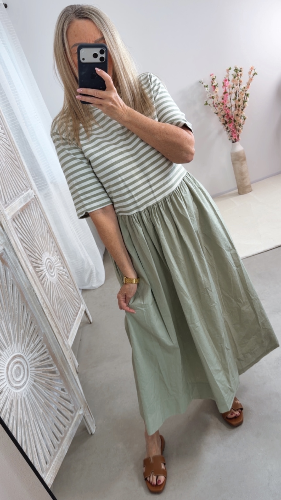 🌺🌊☀️ T-Shirt-Kleid Madeira Streifen Made in Italy 34-42